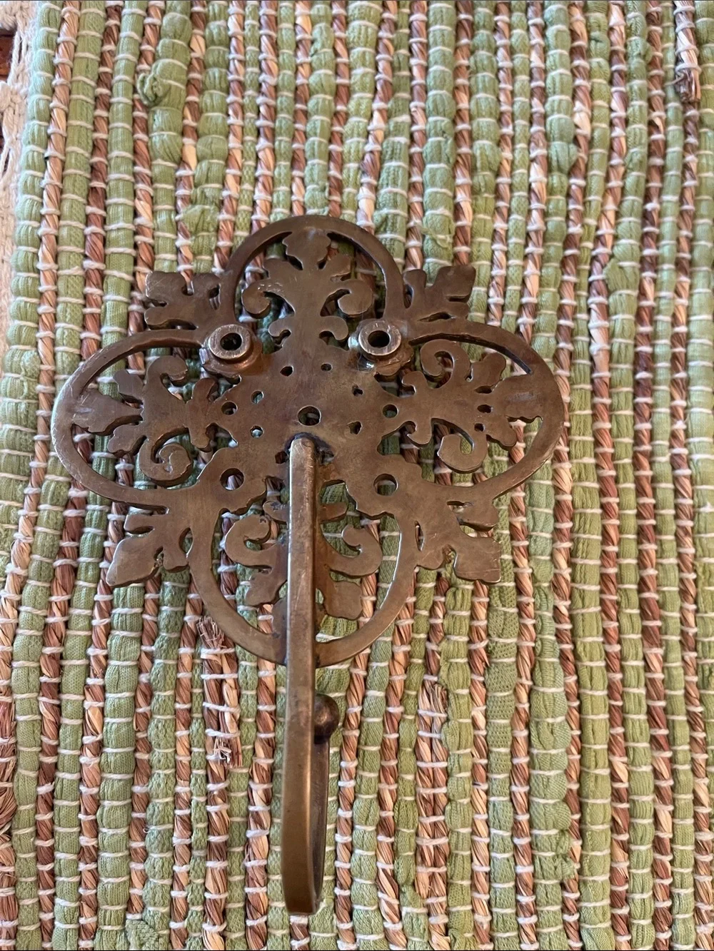 Vintage  Ornate brass  Wall Hook